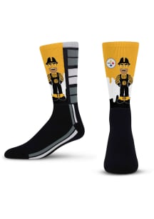 Pittsburgh Steelers Black Mascot Drip Youth Crew Socks