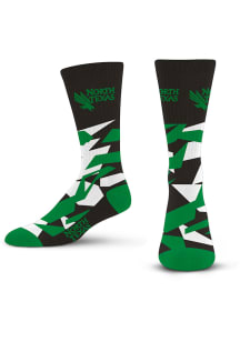 North Texas Mean Green Shattered Camo Mens Crew Socks