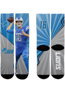 Jared Goff For Barefeet Originals Detroit Lions Blue Record Breaker Youth Crew Socks