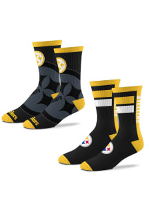 Pittsburgh Steelers Double Duo 2 Pack Mens Crew Socks