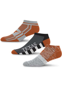 Texas Longhorns Stack Stripe 3 Pack Mens No Show Socks