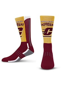 Central Michigan Chippewas Maroon Mascot Fever Youth Crew Socks