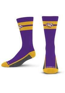 LSU Tigers Double Tube Stripe Team Mens Crew Socks