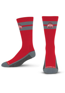 Double Tube Stripe Team Ohio State Buckeyes Mens Crew Socks - Red