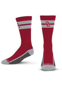 Oklahoma Sooners Double Tube Stripe Team Mens Crew Socks