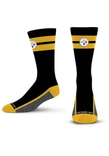 Pittsburgh Steelers Double Tube Stripe Team Mens Crew Socks