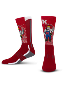 Nebraska Cornhuskers Red Mascot Scoreboard Youth Crew Socks