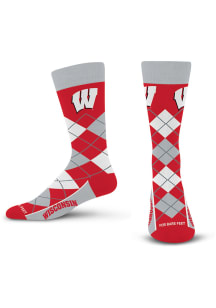 Remix Wisconsin Badgers Mens Argyle Socks - Red