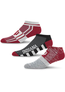 Indiana Hoosiers Stripe Stack 3 Pack Mens No Show Socks