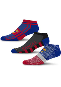 Kansas Jayhawks Stripe Stack 3 Pack Mens No Show Socks
