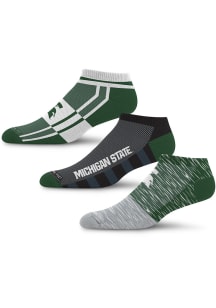 Stripe Stack 3 Pack Michigan State Spartans Mens No Show Socks - Green