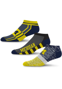 Michigan Wolverines Stripe Stack 3 Pack Mens No Show Socks