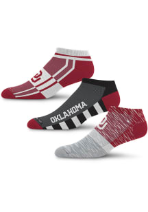 Oklahoma Sooners Stripe Stack 3 Pack Mens No Show Socks