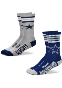 Dallas Cowboys 4 Stripe Duece 2pk Mens Crew Socks