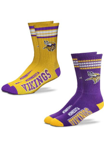 Minnesota Vikings 4 Stripe Duece 2pk Mens Crew Socks