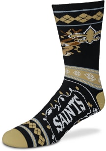 New Orleans Saints Sweater Stripe Mens Crew Socks