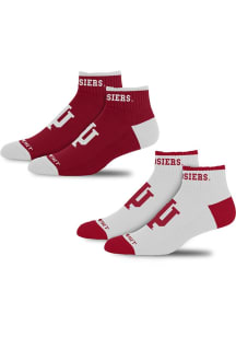 Front and Center 2pk Indiana Hoosiers Mens No Show Socks - Pink