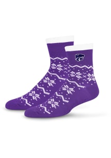 160 Snowflake Lane K-State Wildcats Womens Quarter Socks - Purple