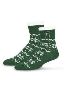 160 Snowflake Lane Michigan State Spartans Womens Quarter Socks - Green