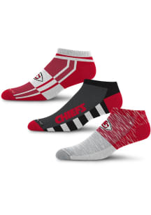 Kansas City Chiefs Red Stack Stripe 3 Pack Youth No-Show Socks