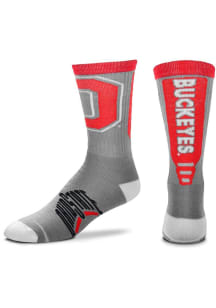 Cool Grey Jump Key Ohio State Buckeyes Mens Crew Socks - Red