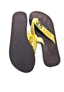 Iowa Hawkeyes Gold and Black Sequin Womens Flip Flops