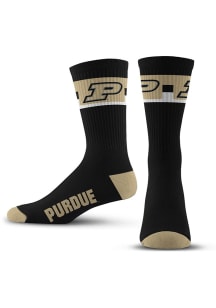 TMC 2 Stripe Purdue Boilermakers Mens Crew Socks - Black