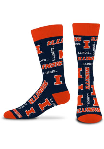 Wall to Wall Illinois Fighting Illini Mens Dress Socks - Blue