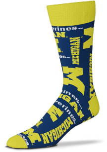 Wall to Wall Michigan Wolverines Mens Dress Socks - Blue