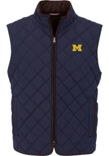 Michigan Wolverines Mens Navy Blue Voyager Sleeveless Jacket