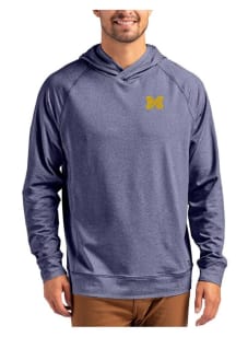 Mens Michigan Wolverines Navy Blue Cutter and Buck Adapt Knit Hood Hooded Sweatshirt