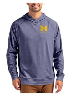 Mens Michigan Wolverines Navy Blue Cutter and Buck Alumni Adapt Knit Hood Hooded Sweatshirt
