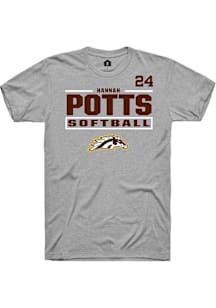 Hannah Potts Western Michigan Broncos Grey NIL Stacked Box Short Sleeve Player T Shirt