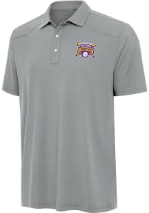 Antigua LSU Tigers Mens Ash 2025 College World Series Champions Western Short Sleeve Polo