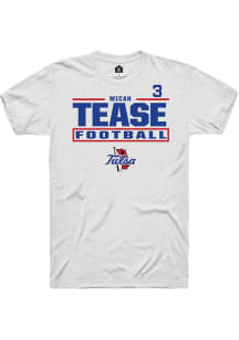 Micah Tease Rally Mens White Tulsa Golden Hurricane NIL Stacked Box Player T Shirt