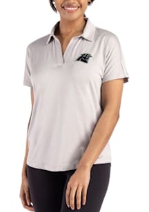Cutter and Buck Carolina Panthers Womens Grey Mono Coastline Short Sleeve Polo Shirt