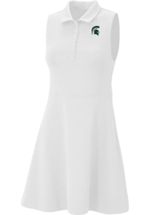 Womens Michigan State Spartans White Columbia Heat Seal Match Short Sleeve Dress