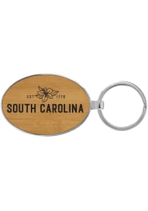 South Carolina Wood Base Keychain - Brown