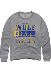 Krystina Wolf Rally Mens Grey Pitt Panthers NIL Striped Player Crew