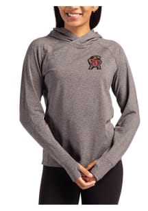 Womens Maryland Terrapins Black Cutter and Buck Adapt Knit Hood Hooded Sweatshirt