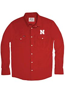 Snaps Nebraska Cornhuskers Mens Red Tailgater Long Sleeve Dress Shirt