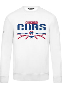 Levelwear Chicago Cubs Mens White Zane Arcade Long Sleeve Crew Sweatshirt