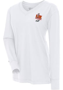 Antigua Philadelphia Eagles Womens White 2024 Super Bowl Champions Symbolic LS Tee