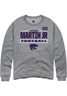 Antonio Martin Jr Rally Mens Graphite K-State Wildcats NIL Stacked Box Player Crew