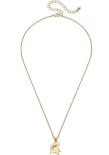 Matte Logo Michigan State Spartans Womens Necklace - Gold
