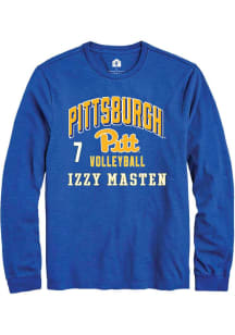 Izzy Masten Mens Blue Pitt Panthers NIL Arch Logo Long Sleeve Player T Shirt