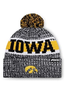 Forever Collectibles Iowa Hawkeyes Black Wordmark Heather Light Up Beanie Mens Knit Hat