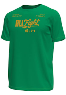 Under Armour Notre Dame Fighting Irish Green Football Football All Fight Tech Stretch Short Sleeve..
