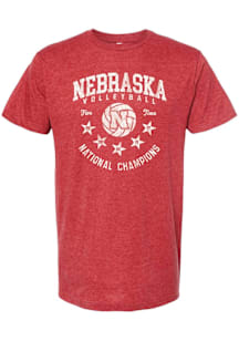 Summit Sportswear Nebraska Cornhuskers Red Arch National Champion Wordmark Short Sleeve Fashion T..