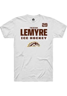 Tristan Lemyre Rally Mens White Western Michigan Broncos NIL Stacked Box Player T Shirt